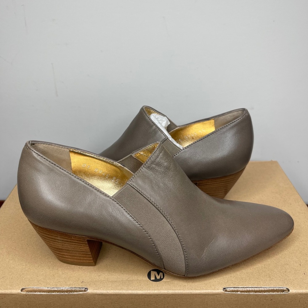 Walter Steiger‎ Paris Grey Leather Pointed Toe Shootie Heels Made Italy 35 - 5